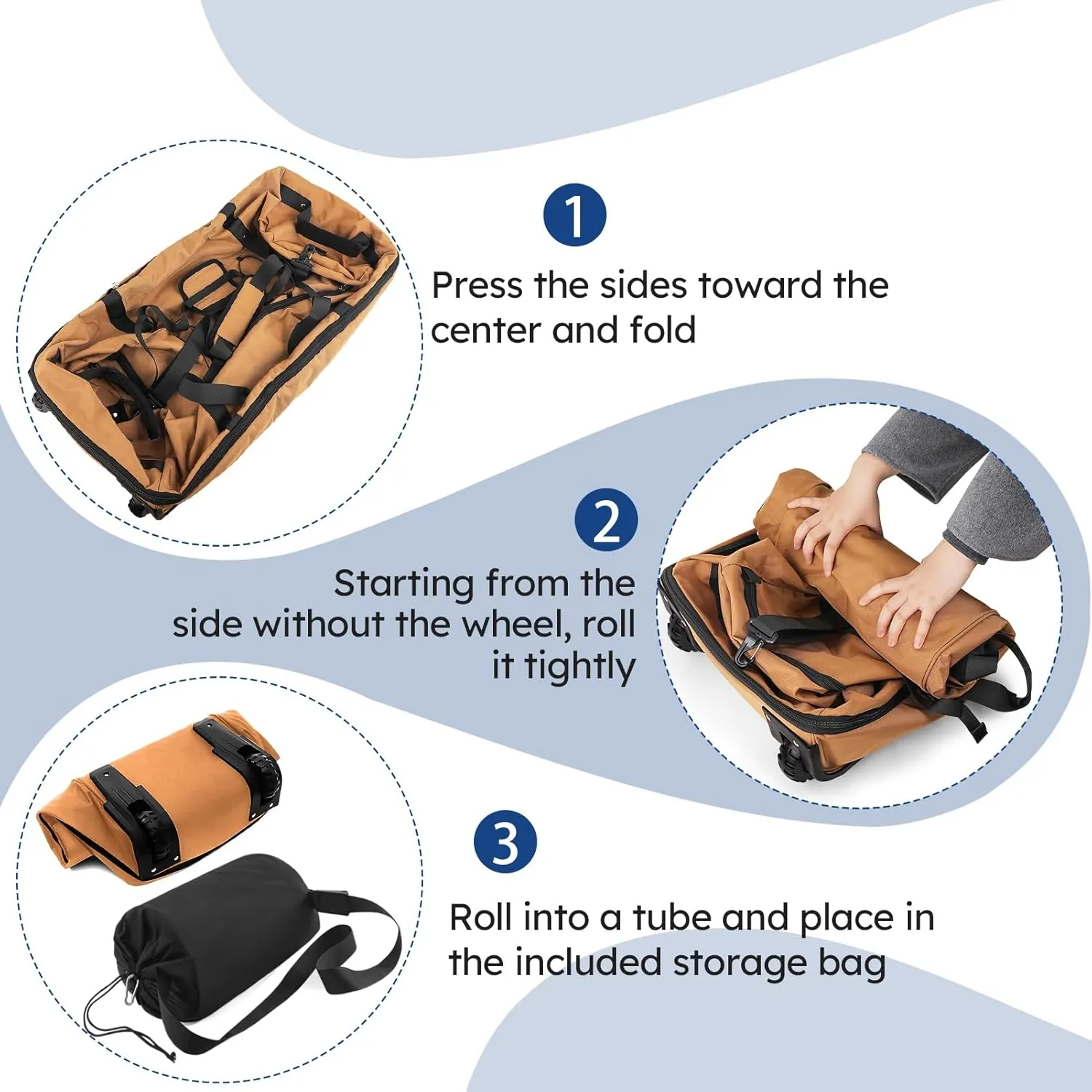 110L Expandable to 140L 32 Foldable Oxford Soft-Sided Rolling Duffle Bag with 2 Heavy-Duty Wheels,3 Large Compartments,Adjustable Shoulder Strap and Attached Organizer Pouch,Coffee
