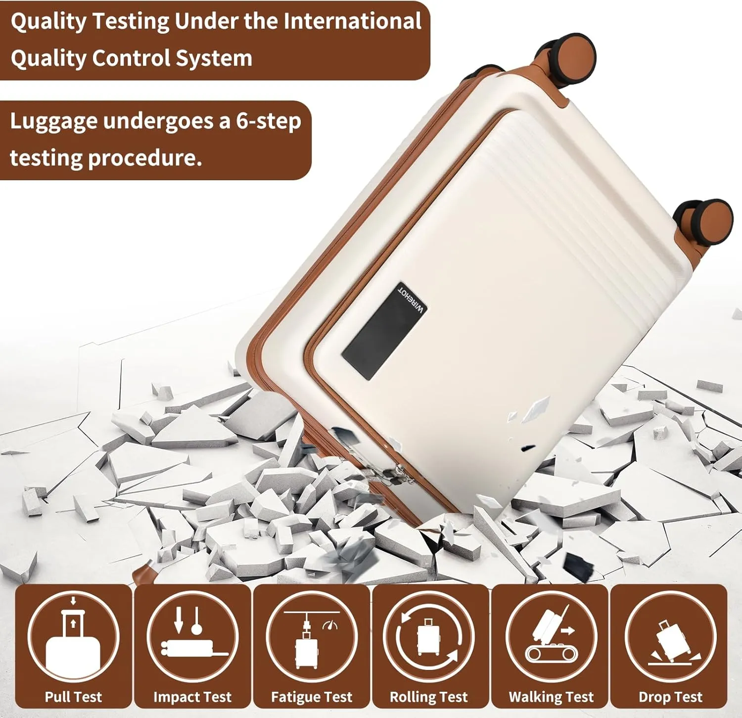 20 inch Small Carry On Luggage Front Open with Laptop Pocket, ABS PC Hard Shell Suitcase with Spinner Wheels TSA Lock & YKK Zipper, 20in/Toiletry Bag/Handbag, Apricot Off White