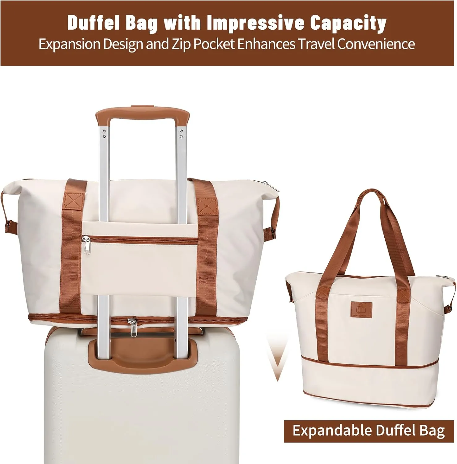 20 inch Small Carry On Luggage Front Open with Laptop Pocket, ABS PC Hard Shell Suitcase with Spinner Wheels TSA Lock & YKK Zipper, 20in/Toiletry Bag/Handbag, Apricot Off White
