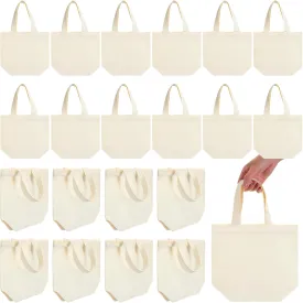 24 Pcs Mini Canvas Tote Bags Small Tote Bags Bulk Reusable Gift with Handles for Crafts DIY Grocery, 9 x 8 x 4 Inches