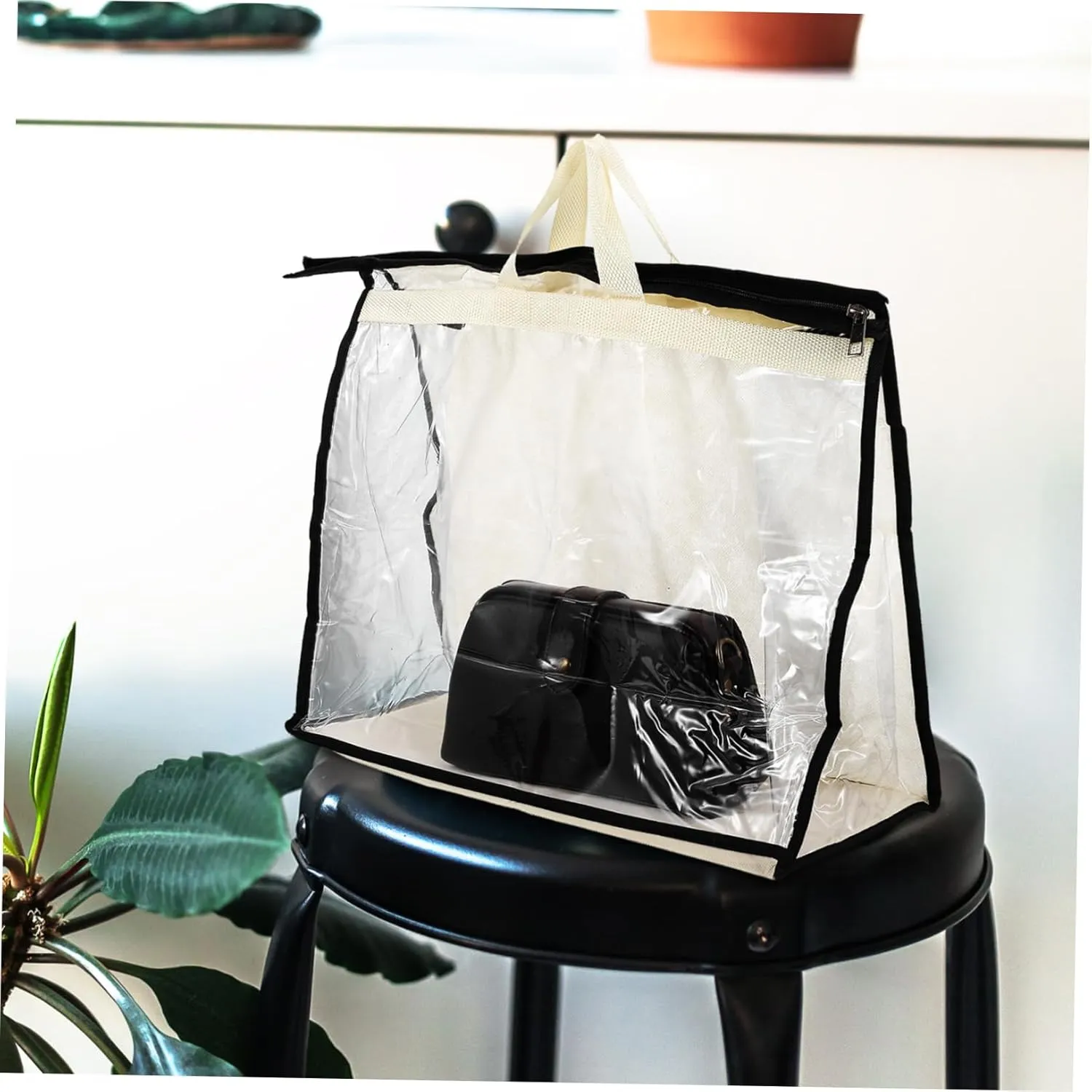 2pcs Bag Protection Bag Cover Organizer Zip Tote Bag Heavy Duty Bucket Transparent Purse Protector Clear Tote Handbag Clear Storage Container - Storage Bags Hanging Transparent Pvc/118