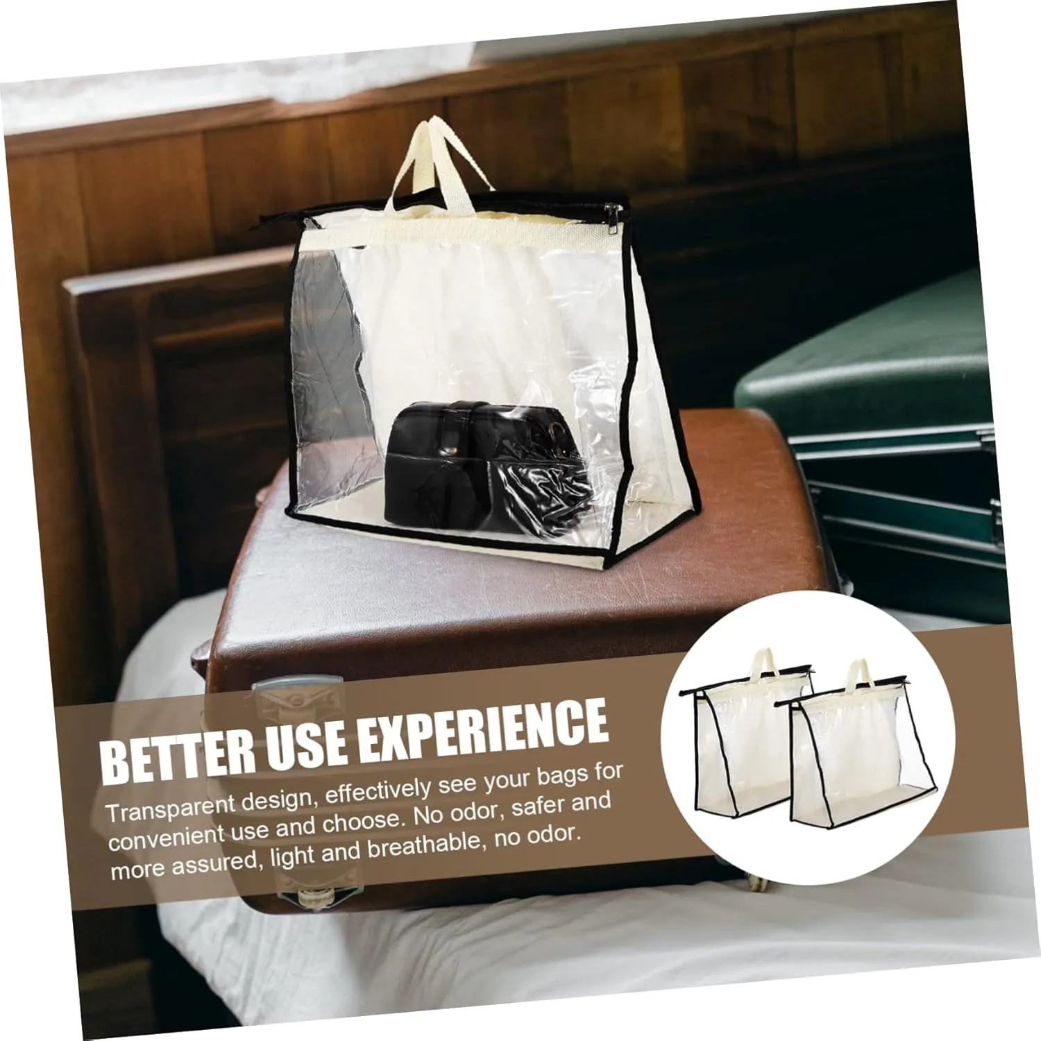 2pcs Bag Protection Bag Cover Organizer Zip Tote Bag Heavy Duty Bucket Transparent Purse Protector Clear Tote Handbag Clear Storage Container - Storage Bags Hanging Transparent Pvc/118