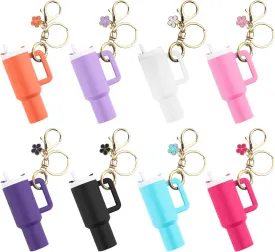 8 Pack Mini Tumbler Keychain for Stanley Cup, Cute Mini Cup Keychain Chapstick Lip Gloss Holder Gift for Women Girls, Fits Purse Handbag Backpack