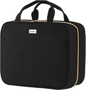 8L Travel Toiletry Bag for women - 2.1 GAL Water-resistant Makeup Cosmetic Bag Organizer With Hanging Hook for Travel Accessories Shampoo Full-size Container, Black