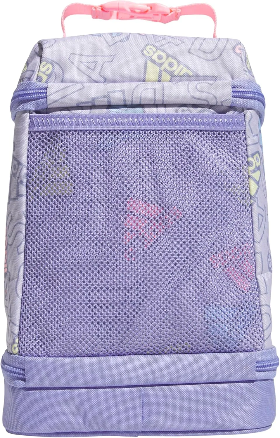 adidas Excel Bags, Lunch Cooler with Zipper, Pocket for Ice Pack, and Clip, Temperature Control Insulation, Adi Comp Silver Violet/Light Purple/Pink Spark, One Size