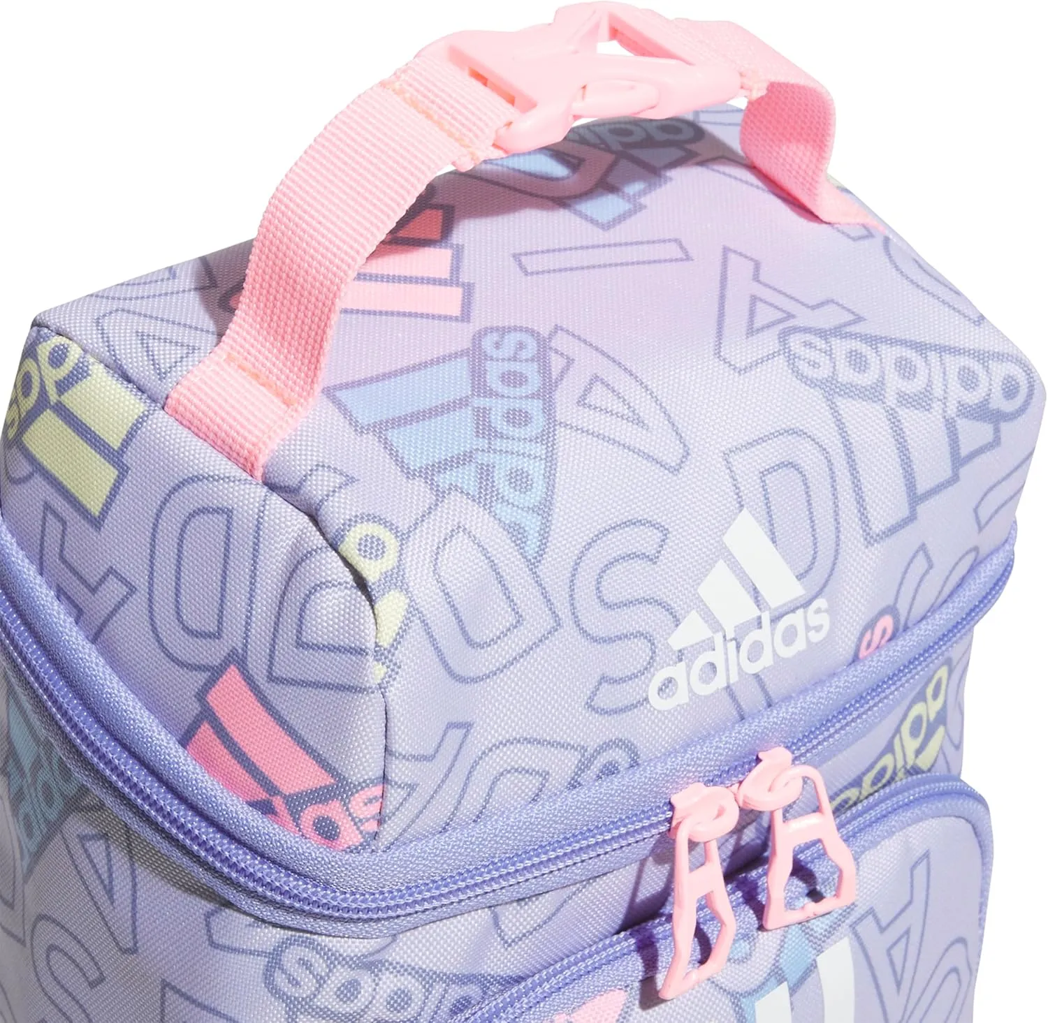 adidas Excel Bags, Lunch Cooler with Zipper, Pocket for Ice Pack, and Clip, Temperature Control Insulation, Adi Comp Silver Violet/Light Purple/Pink Spark, One Size