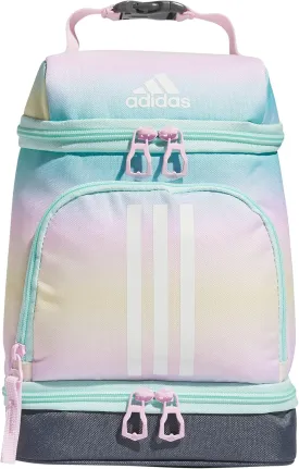 adidas Excel Bags, Lunch Cooler with Zipper, Pocket for Ice Pack, and Clip, Temperature Control Insulation, Gradient Flash Aqua/Orchid Fusion Purple, One Size
