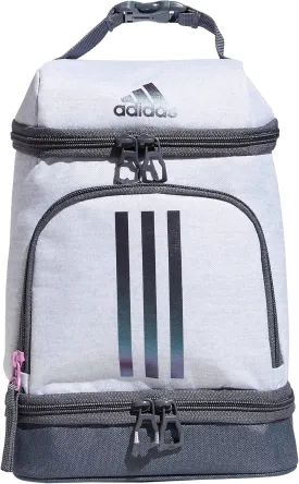 adidas Excel Bags, Lunch Cooler with Zipper, Pocket for Ice Pack, and Clip, Temperature Control Insulation, Jersey White/Shadow Chrome/Onix Grey, One Size
