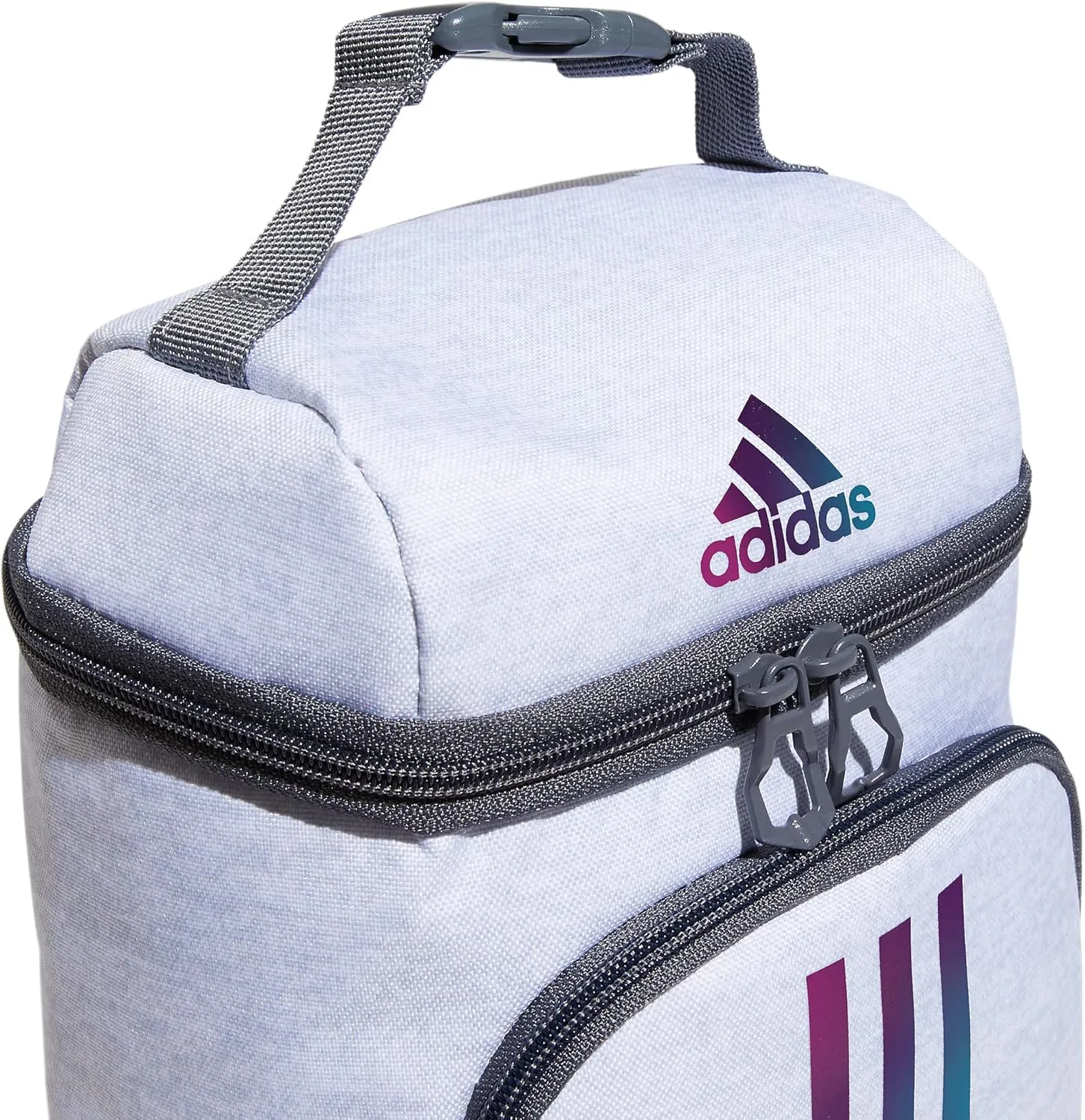 adidas Excel Bags, Lunch Cooler with Zipper, Pocket for Ice Pack, and Clip, Temperature Control Insulation, Jersey White/Shadow Chrome/Onix Grey, One Size