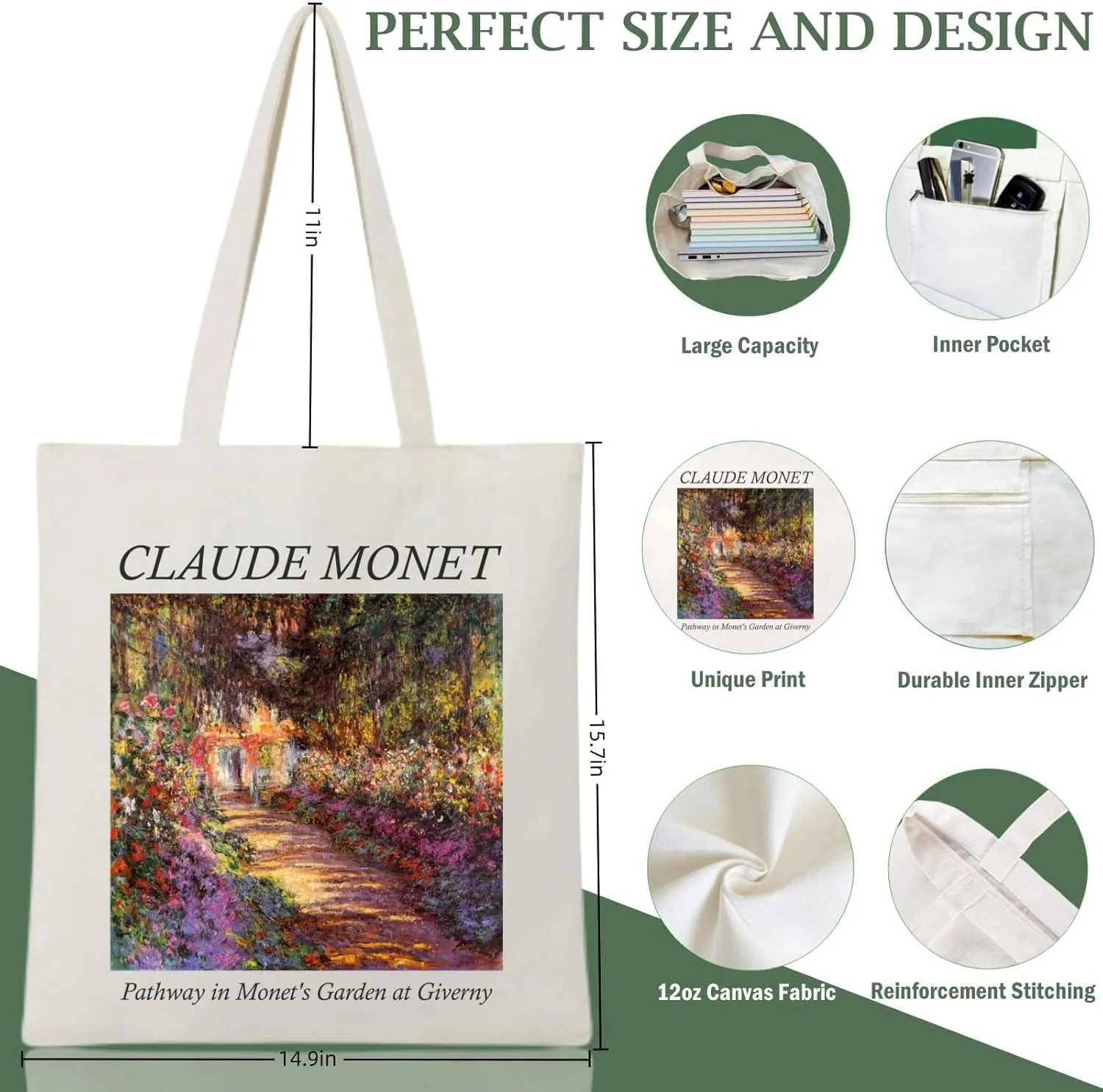 Andeiltech Canvas Tote Bag Aesthetic Cute Vintage Tote Bags Book Shoulder bag Gifts Reusable Grocery Bags for Women