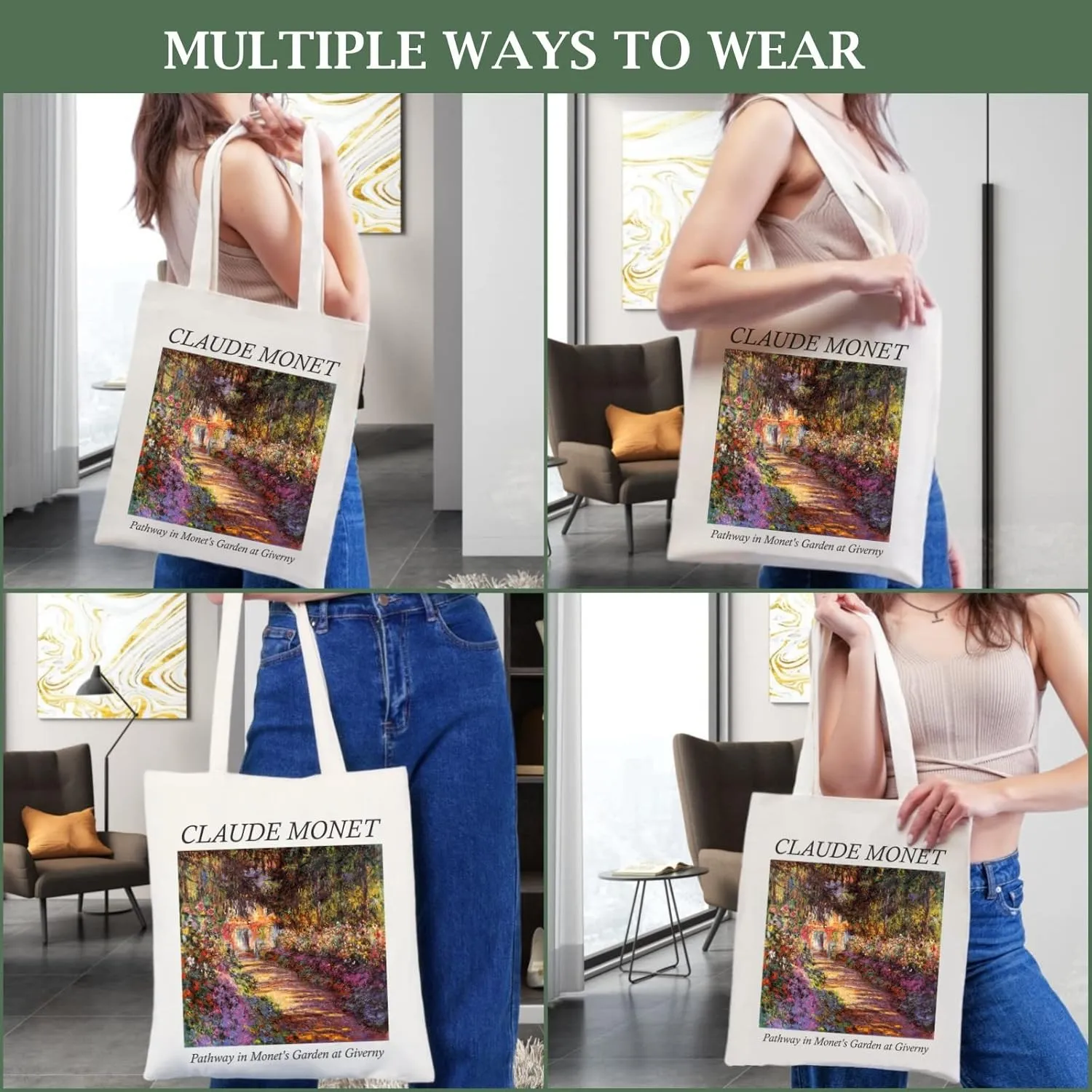 Andeiltech Canvas Tote Bag Aesthetic Cute Vintage Tote Bags Book Shoulder bag Gifts Reusable Grocery Bags for Women