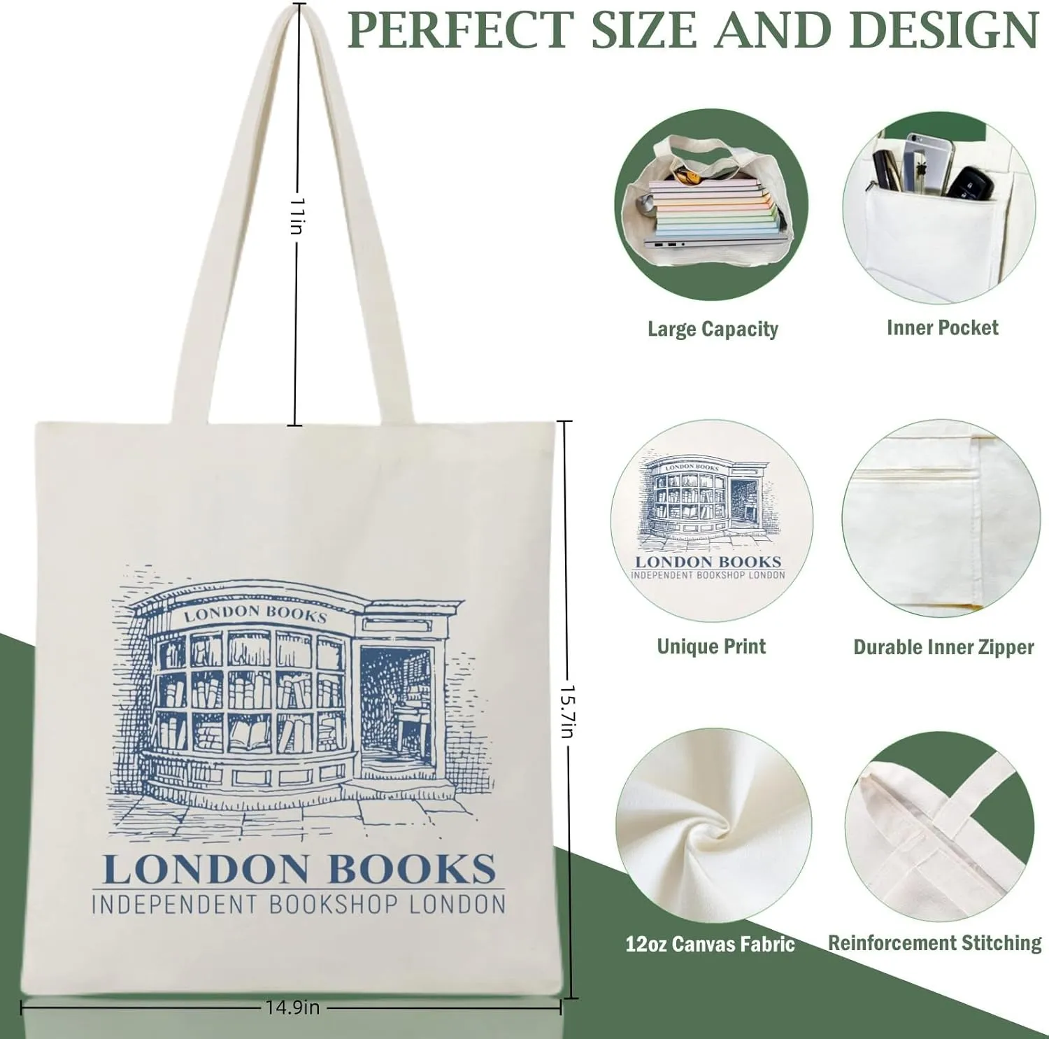 Andeiltech Canvas Tote Bag Aesthetic Cute Vintage Tote Bags Book Shoulder bag Gifts Reusable Grocery Bags for Women