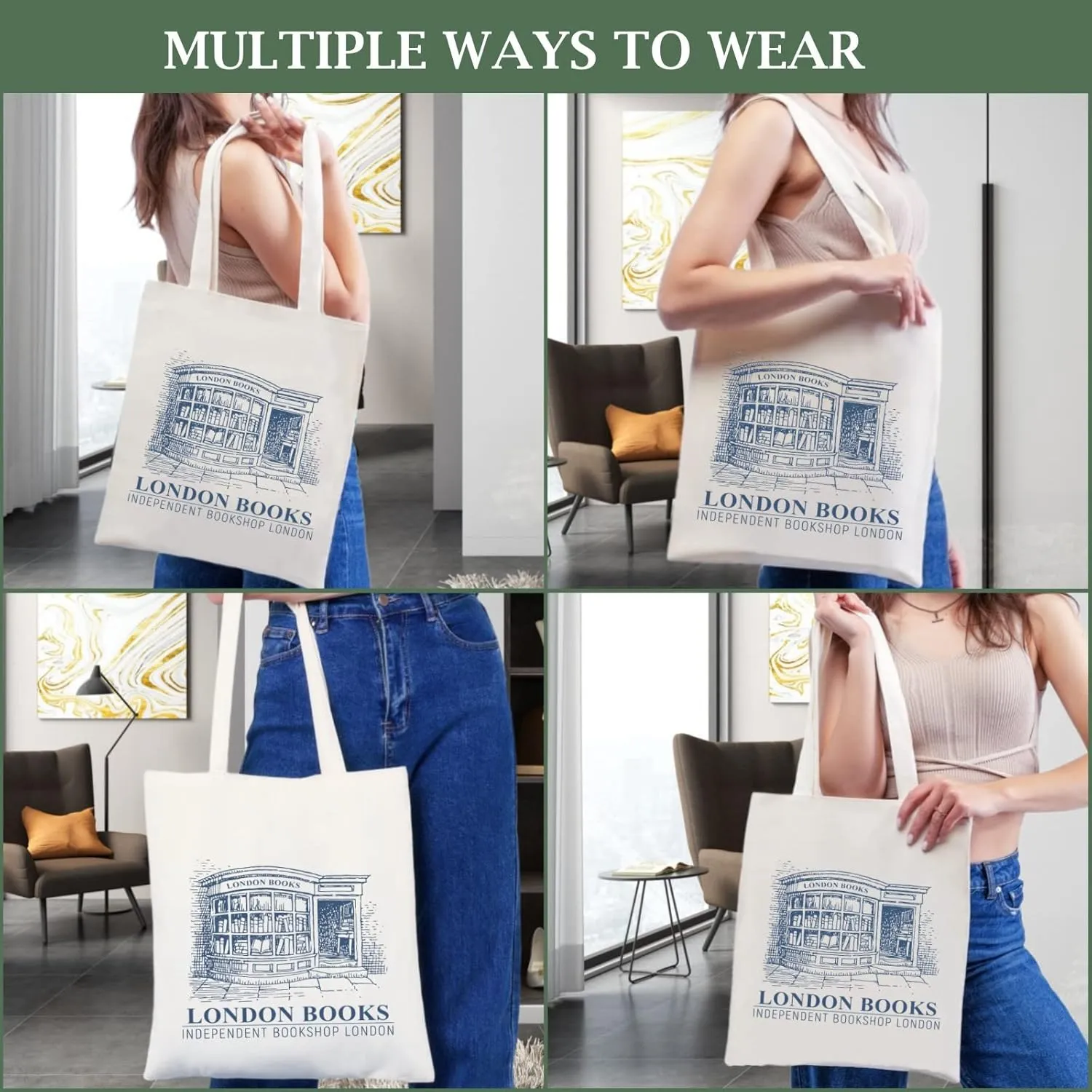Andeiltech Canvas Tote Bag Aesthetic Cute Vintage Tote Bags Book Shoulder bag Gifts Reusable Grocery Bags for Women