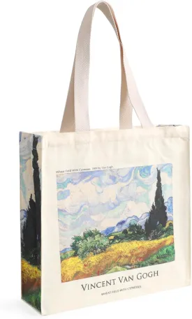 Art Canvas Tote Bag for Women with false flat bottom, zippers,interior Pocket,suitable for Shopping,Work,Travel