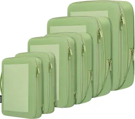 BAGAIL 4 Set/6 Set/8 Set Compression Packing Cubes Travel Accessories Expandable Packing Organizers(MatchaGreen SquareMesh 6 Set)