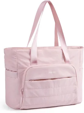 BAGSMART Quilted Tote Bag with Compartments and Yoga Mat Strap, Lightweight Large Shoulder Bag for Travel Work Gym