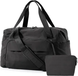 BAGSMART Travel Duffle Bag, Weekender Bags for Women Large Carry on Overnight Bag, Gym Bag with Trolley Sleeve, Personal Item Travel Bag Workout Dance Bag, Black