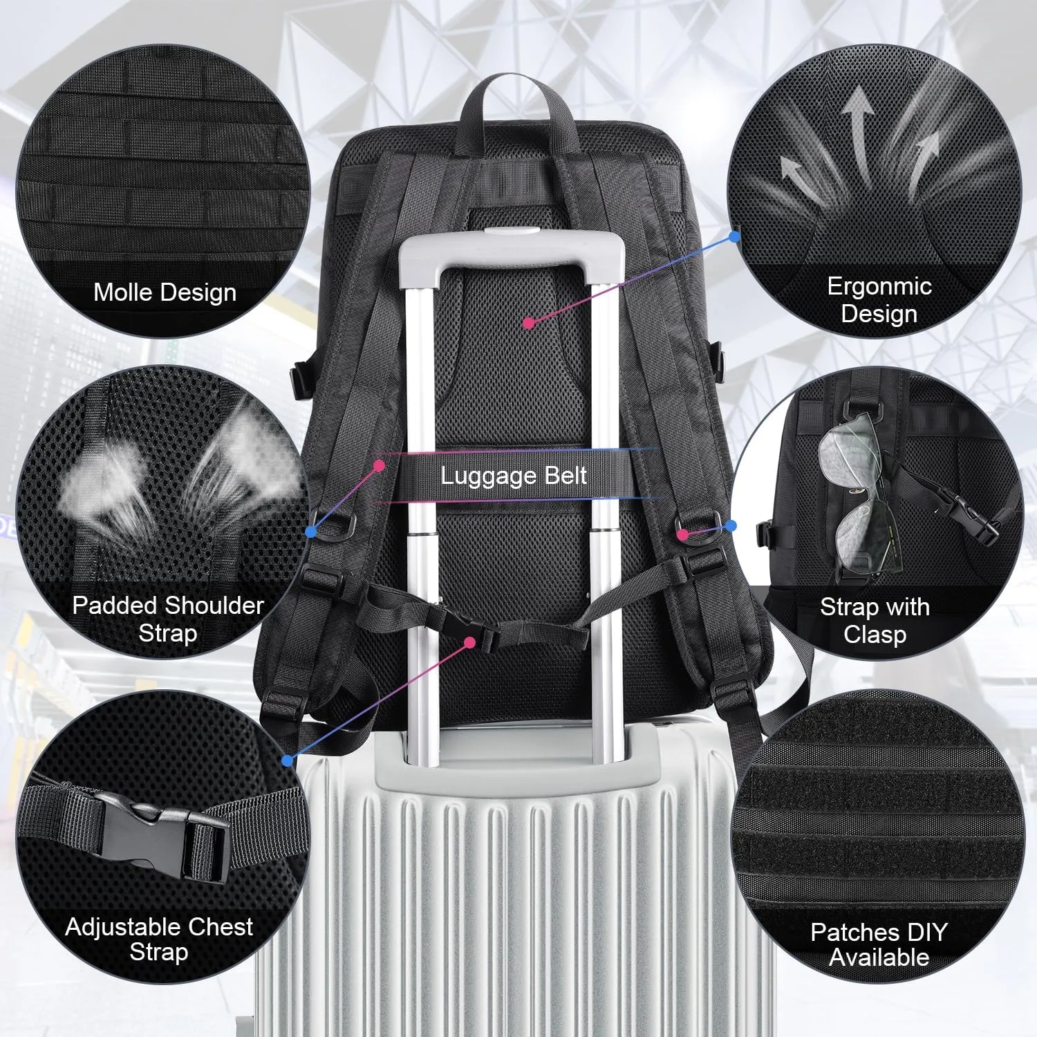 BERTASCHE Lunch Backpack, Laptop Backpack 15.6 inch Work Backpack w/Insulated Cooler Lunch box for Men Women, Casual Daypack for Work Commuter Picnic College,Black