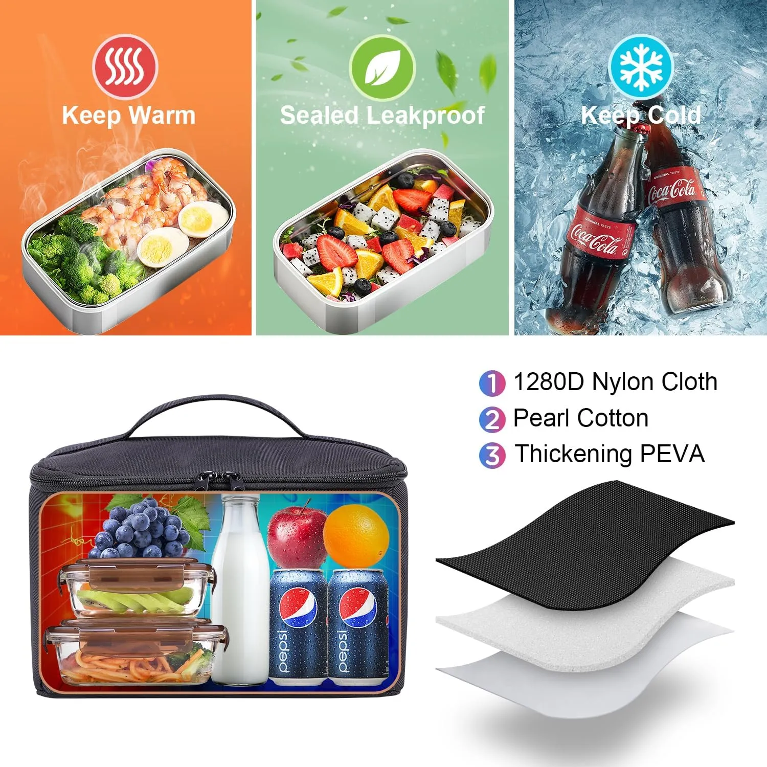 BERTASCHE Lunch Backpack, Laptop Backpack 17 inch for Work w/Insulated Cooler Lunch box for Men Women, Casual Daypack for Travel Commuter Picnic College,Black