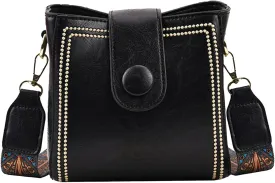 Bootara Bucket Bag for Women Vintage Retro Crossbody Bucket Bags with Adjustable Guitar Strap Trendy Leather Handbags