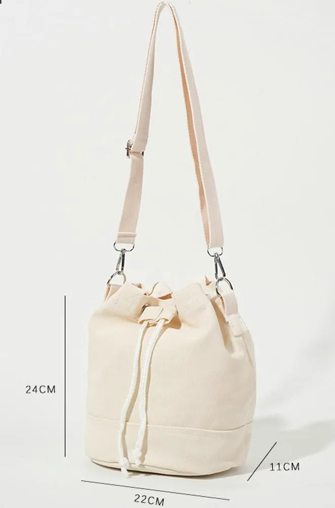 Bucket Bag for Women Drawstring Canvas Sling Bag Shoulder Crossbody Purse Hobo Bag Satchel Work Travel Tote Handbags