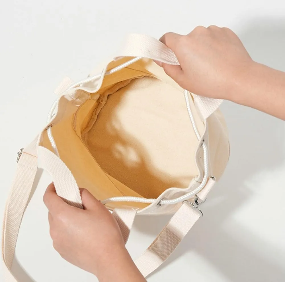 Bucket Bag for Women Drawstring Canvas Sling Bag Shoulder Crossbody Purse Hobo Bag Satchel Work Travel Tote Handbags