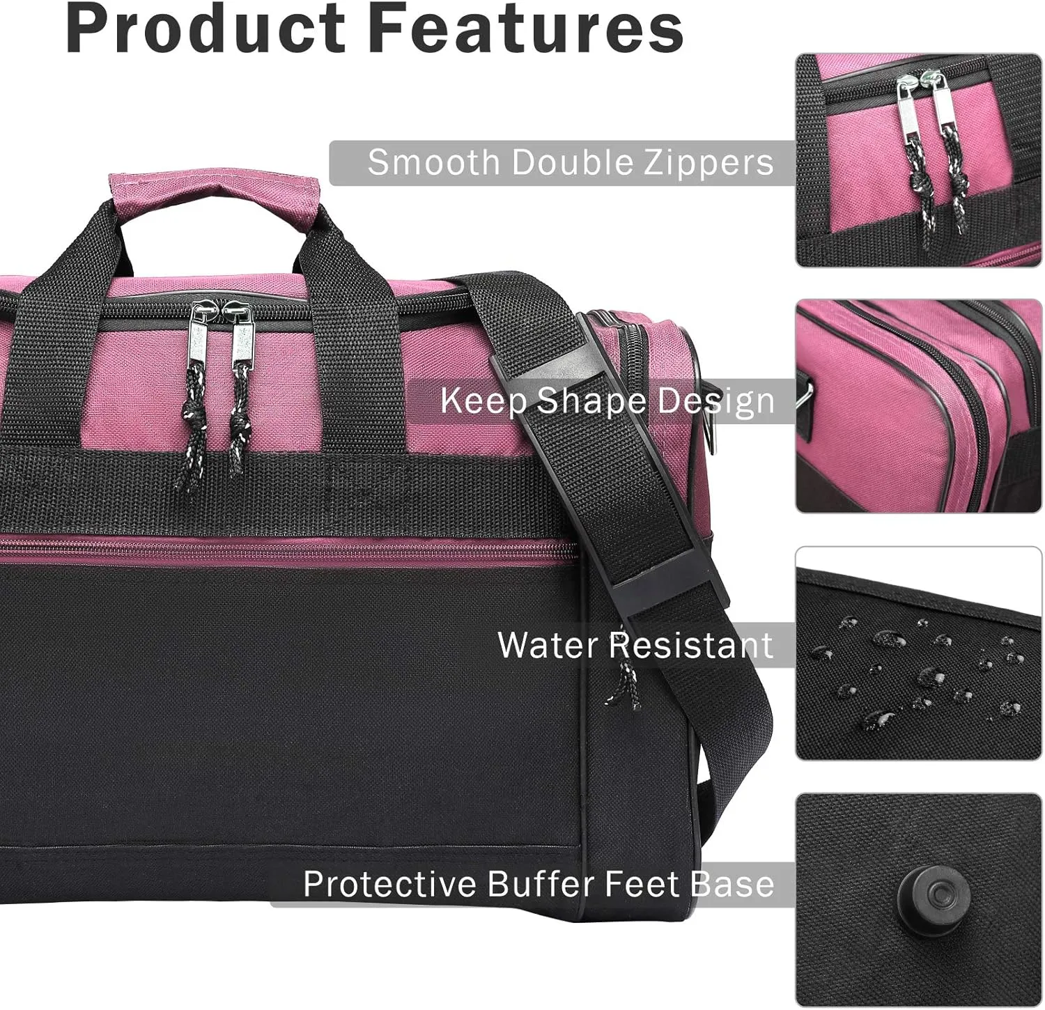 BuyAgain Duffle Bag, 17" Travel Carry On Sport Overnight Weekender Duffel Gym Bag with Adjustable Strap For Men Or Women