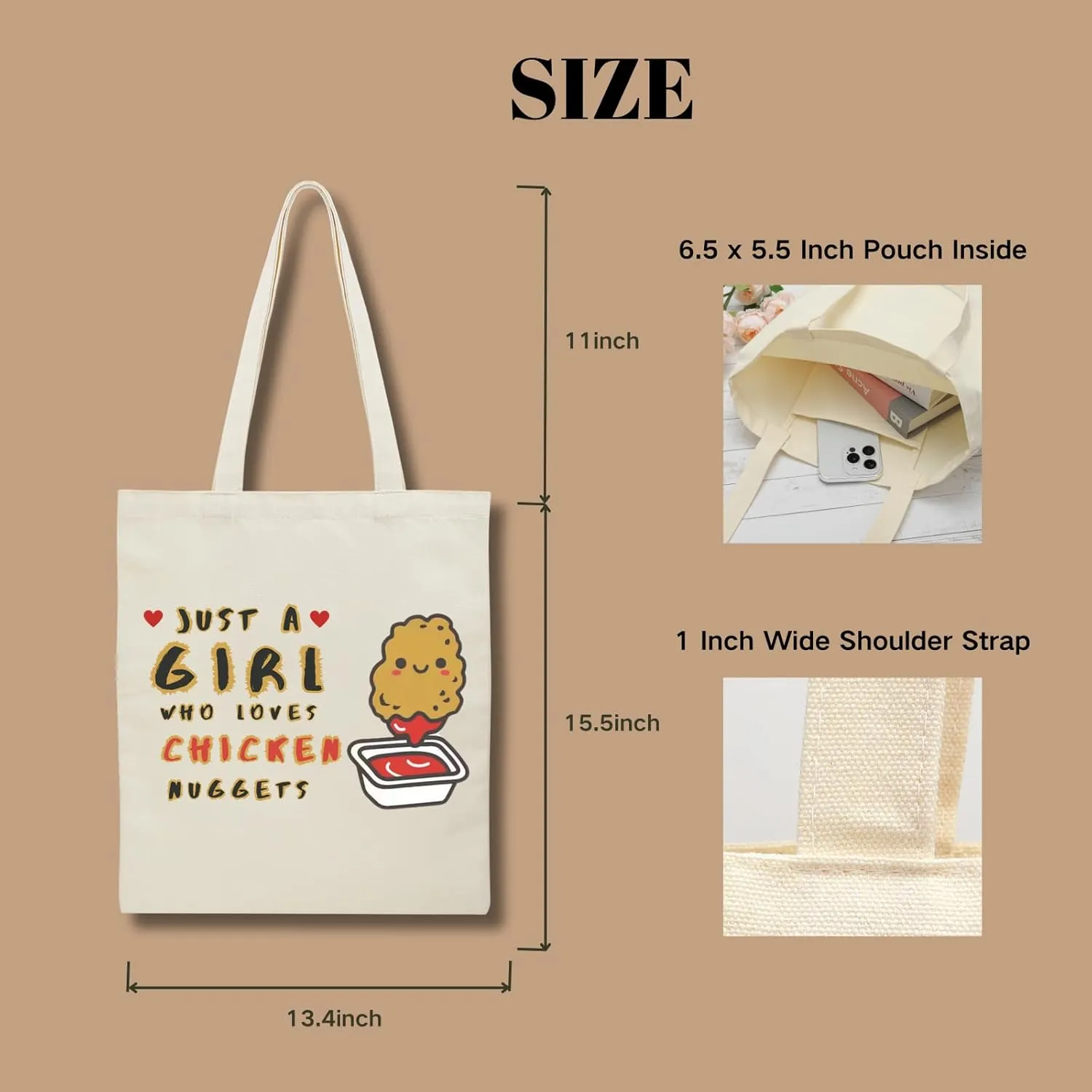 Canvas Aesthetic Reusable Grocery Tote Bag with Pockets for Women Graduation Travel Work Mothers Day Christmas