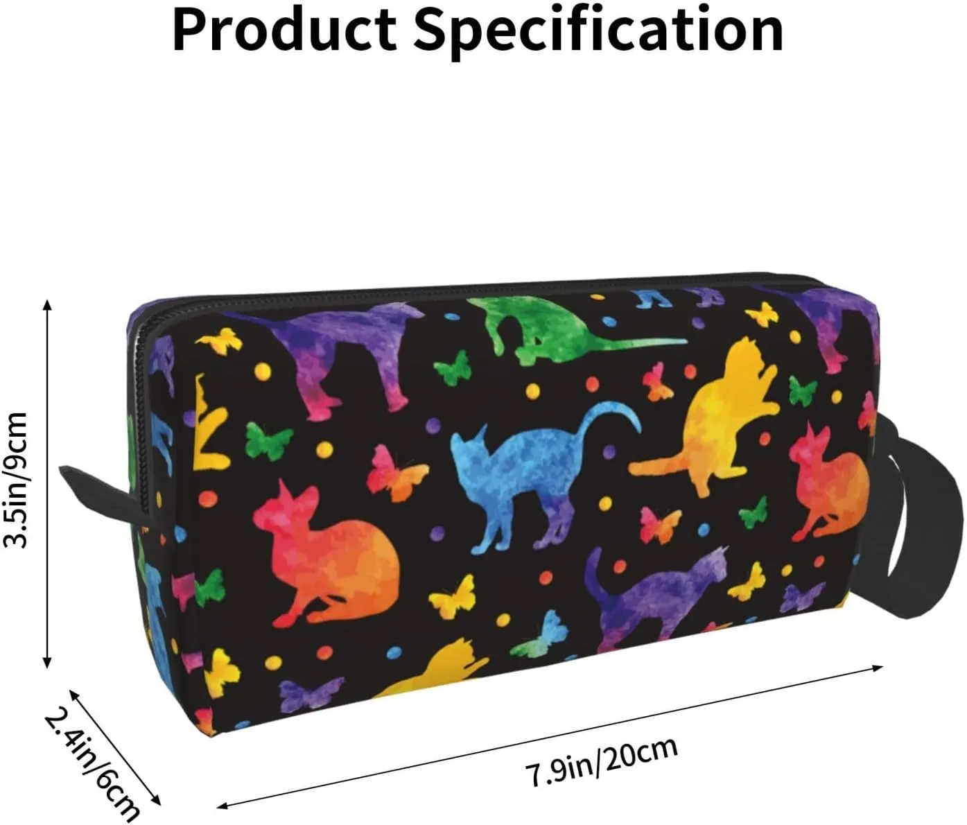 Cat Butterfly Pretty Cute Makeup Bag Organizer Small Cosmetic Bags Portable Travel Toiletry Bag With Handle Simple Accessories Storage Zipper Pouch For Women Girl