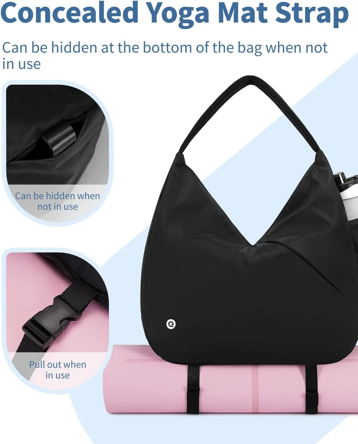 Ceneda Large Gym Bag for Women Sports Duffel Bag with Hidden Yoga Mat Holder & Shoe Compartment Workout Dance Tote Bag with Wet Pocket Overnight Weekender Bag (Black)
