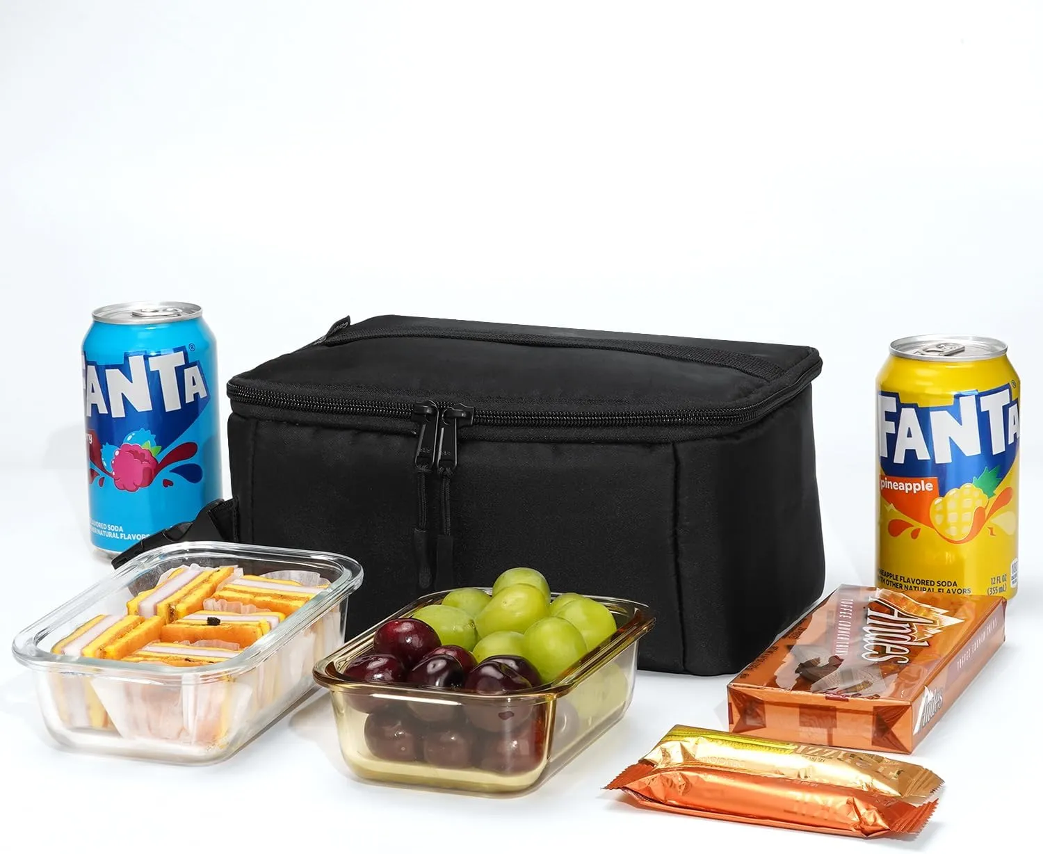 Cerbonny Small Lunch Bag,Small Cooler Bag,Freezable Snack Bag for Kids/Adult,Mini Cooler Bag with Buckle Handle,Freezable Lunch Bag for Work School Travel,Black
