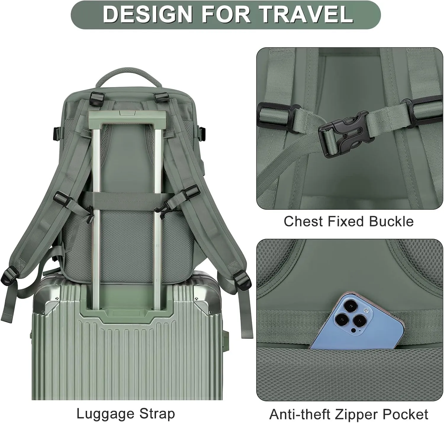 coofay Large Travel Backpack For Women Men Airline Approved Carry On Backpack Flight Approved Waterproof Sports Luggage Backpack Casual Daypack Small Hiking Backpack