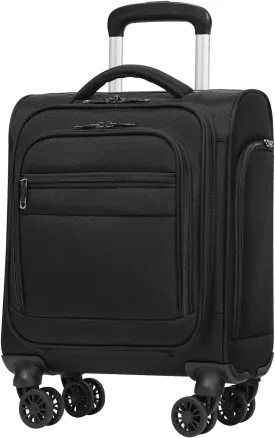 Coolife Underseat Carry On Luggage Suitcase Softside Lightweight Rolling Travel Bag Spinner Suitcase Compact Upright 4 Dual Wheel Bag