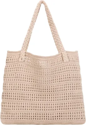 Crochet Bags for Women Summer Beach Tote Bag Large Capacity Shoulder Bag Aesthetic Hobo Bag Knit Bag Hippie Bag