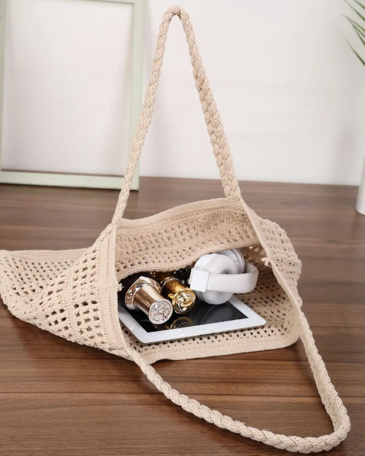 Crochet Bags for Women Summer Beach Tote Bag Large Capacity Shoulder Bag Aesthetic Hobo Bag Knit Bag Hippie Bag