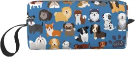 Cute Dog Puppy Funny Animal Makeup Bag Organizer Small Cosmetic Bags Portable Travel Toiletry Bag With Handle Simple Accessories Storage Zipper Pouch For Women Girl