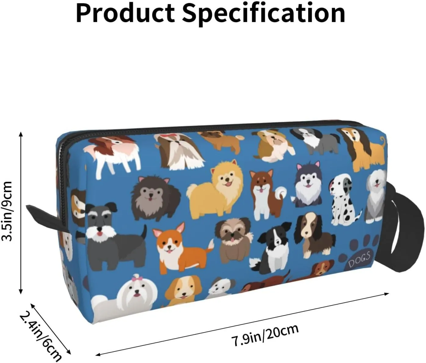 Cute Dog Puppy Funny Animal Makeup Bag Organizer Small Cosmetic Bags Portable Travel Toiletry Bag With Handle Simple Accessories Storage Zipper Pouch For Women Girl