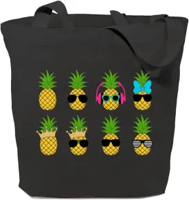 Cute Pineapple Canvas Tote Bag for Women Aesthetic Summer Beach Reusable Grocery Shoulder Shopping Bags Girls Gifts