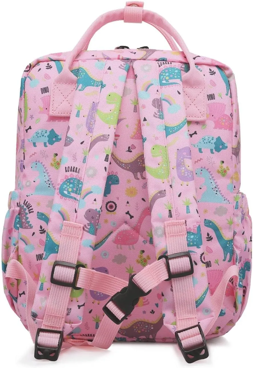 Cute Preschool Backpack Toddler School Book Bag for Girls Boys Kids Kindergarten Nursery Travel Bag with Chest Strap(12inch, Pink Dinosaur)