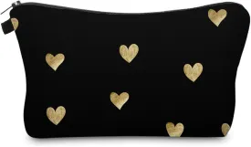 Cute Travel Makeup Bag Cosmetic Bag Small Pouch Gift for Women (Golden Heart)