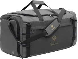 Eackrola Extra Large Sports Gym Bag, Travel Duffel bag with Wet Pocket & Shoes Compartment for men women, 85L, Lightweight Gray