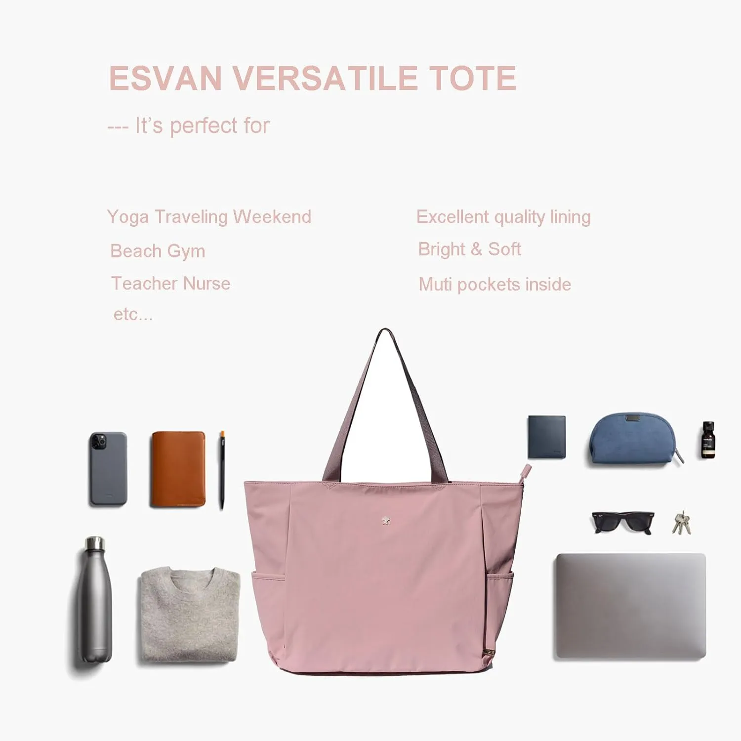 ESVAN Yoga Mat Bag Yoga Tote Carrier Shoulder Bag Carryall Tote for Office,Yoga,Pilates,Travel,Beach and Gym
