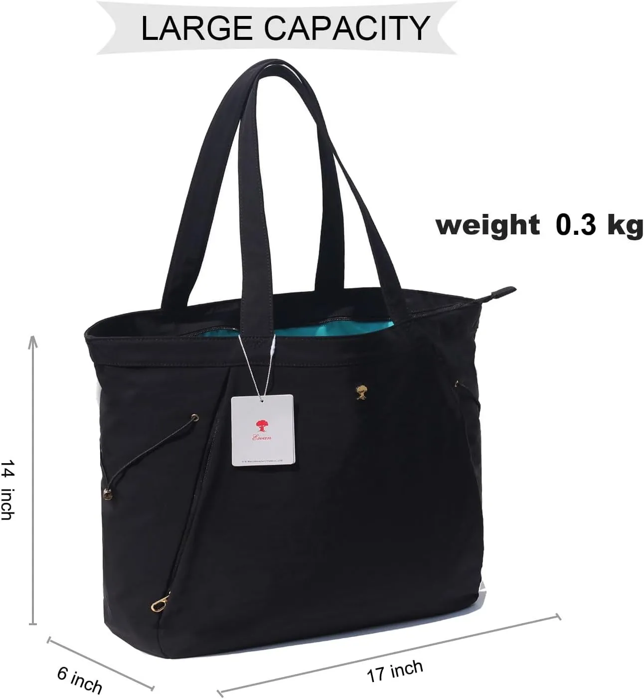 ESVAN Yoga Tote Bag for Women Shoulder Bags Drawstring for Office Workout Travel Carryall Pilates Gym and Beach