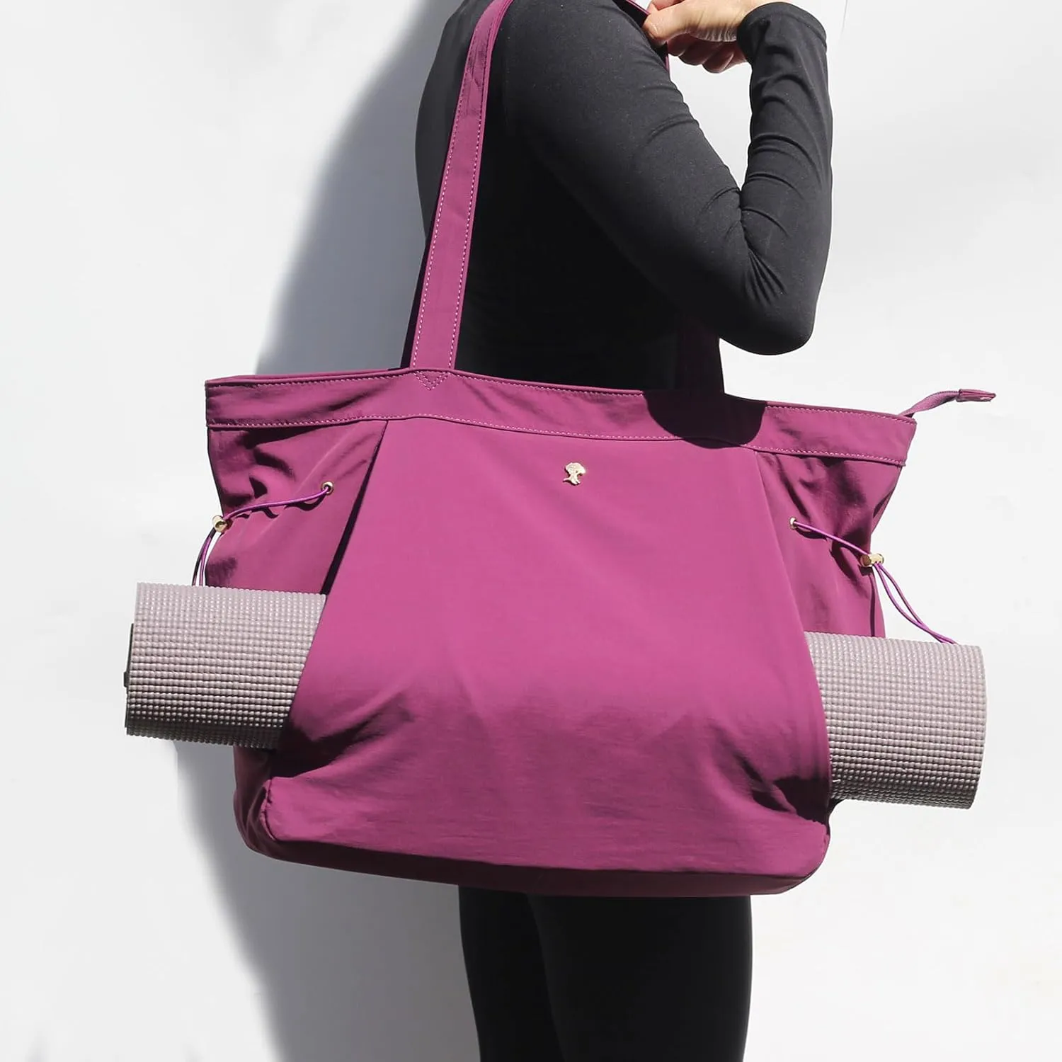 ESVAN Yoga Tote Bag for Women Shoulder Bags Drawstring for Office Workout Travel Carryall Pilates Gym and Beach