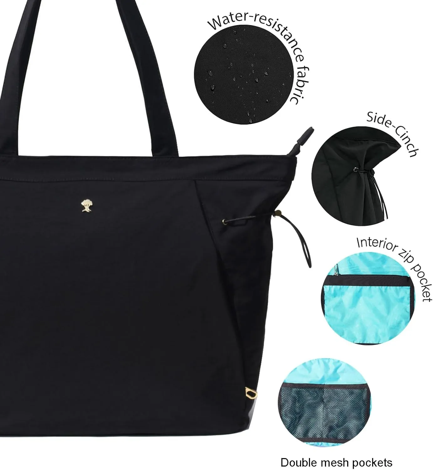 ESVAN Yoga Tote Bag for Women Shoulder Bags Drawstring for Office Workout Travel Carryall Pilates Gym and Beach