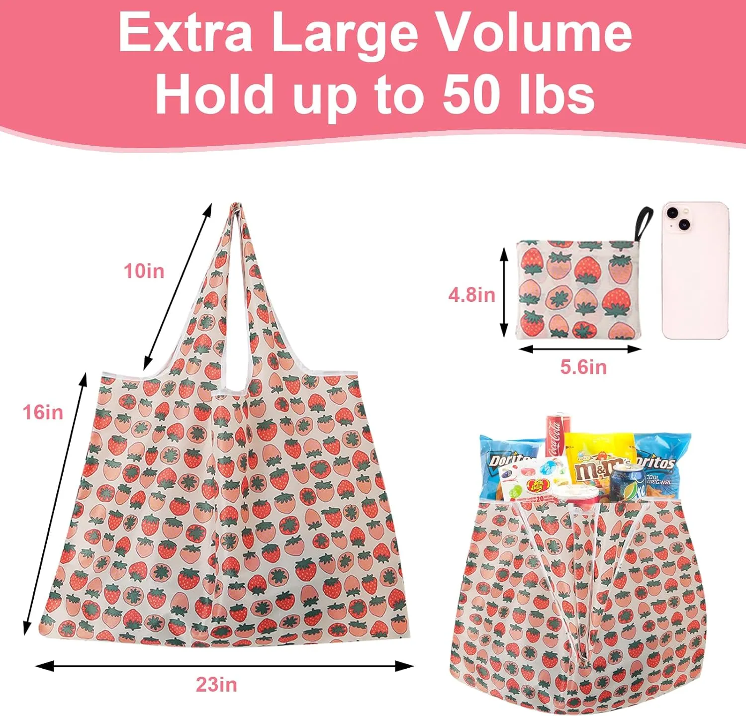 Extra Large 50lbs Foldable Reusable Shopping Bags kitchen reusable grocery bags Washable Polyester Bags in Pocket