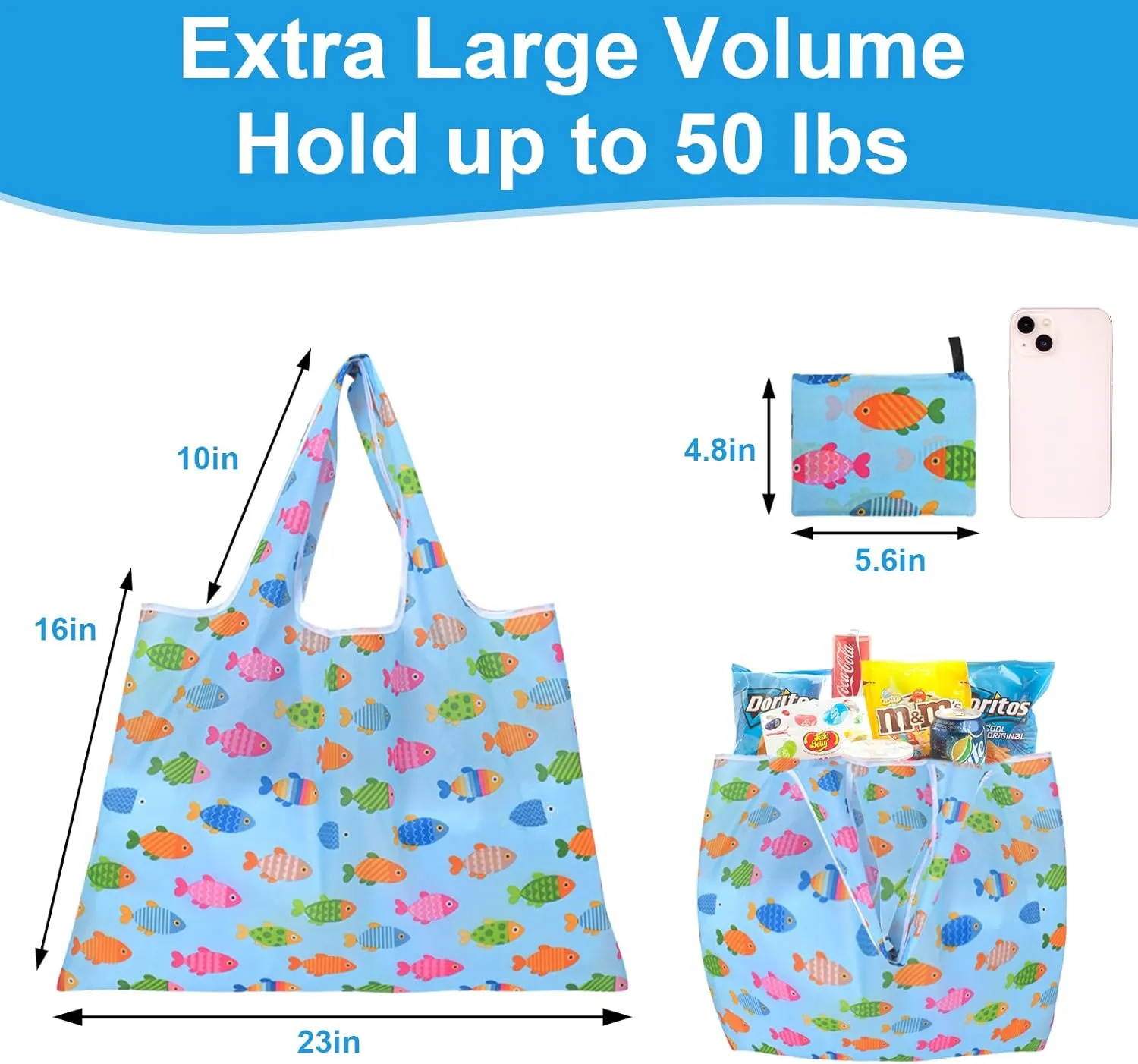 Extra Large 50lbs Foldable Reusable Shopping Bags kitchen reusable grocery bags Washable Polyester Bags in Pocket