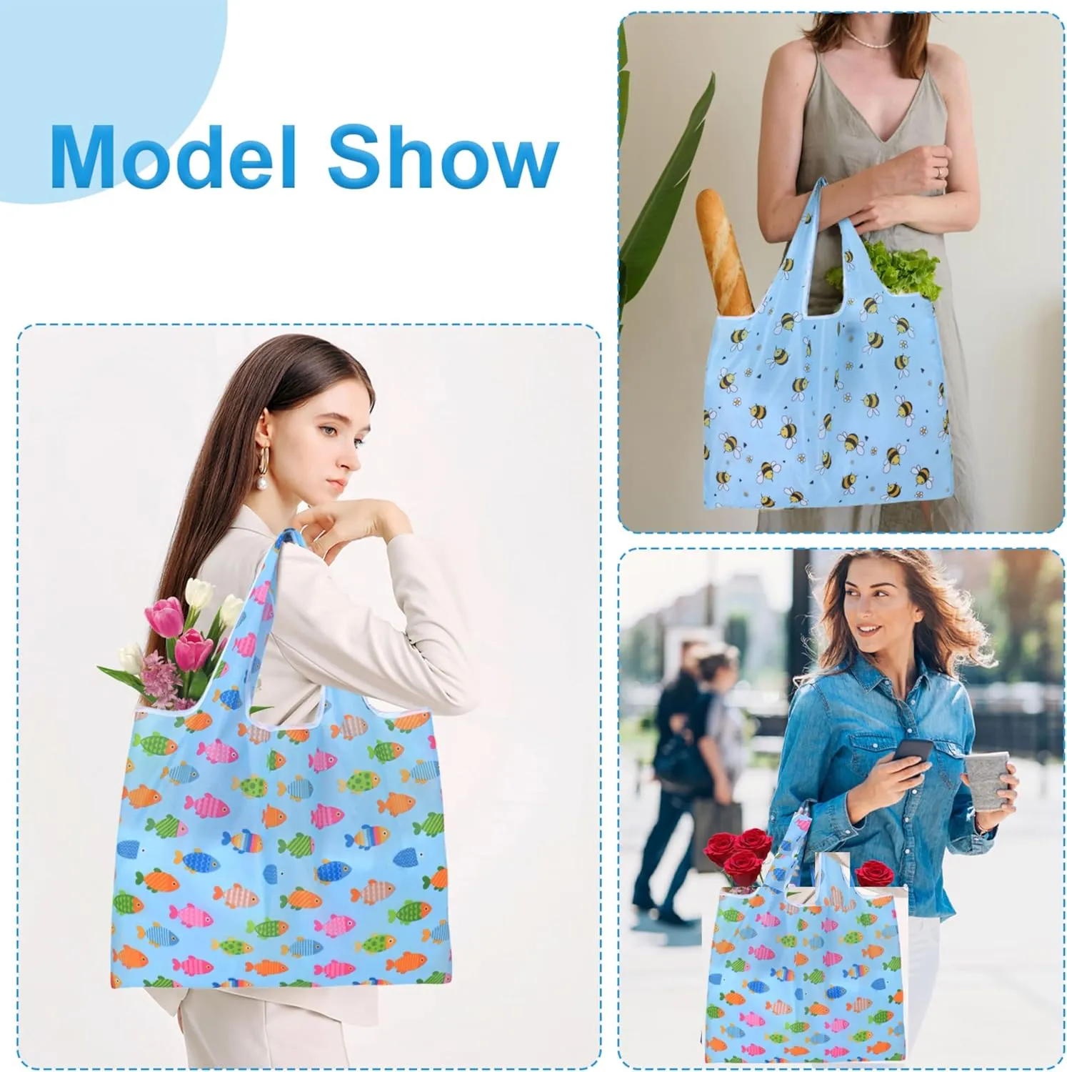 Extra Large 50lbs Foldable Reusable Shopping Bags kitchen reusable grocery bags Washable Polyester Bags in Pocket