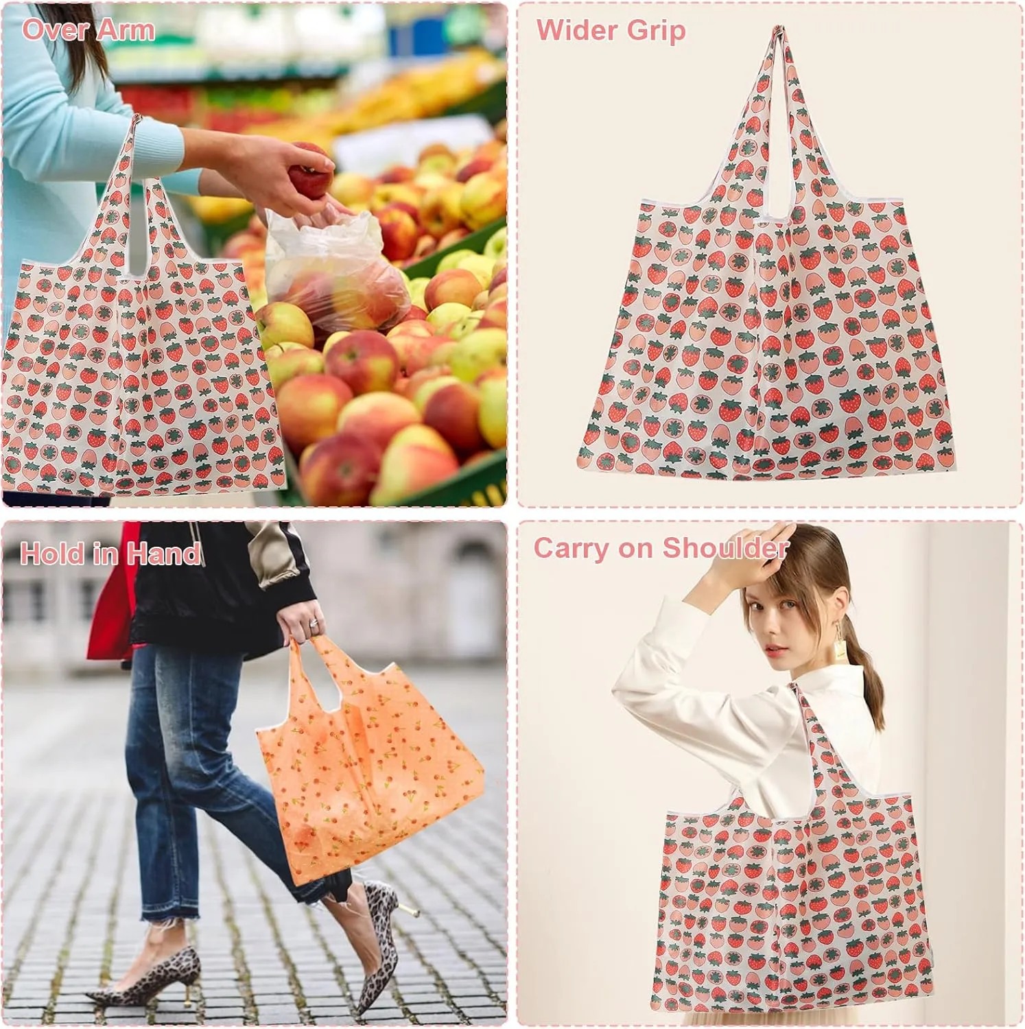 Extra Large 50lbs Foldable Reusable Shopping Bags kitchen reusable grocery bags Washable Polyester Bags in Pocket