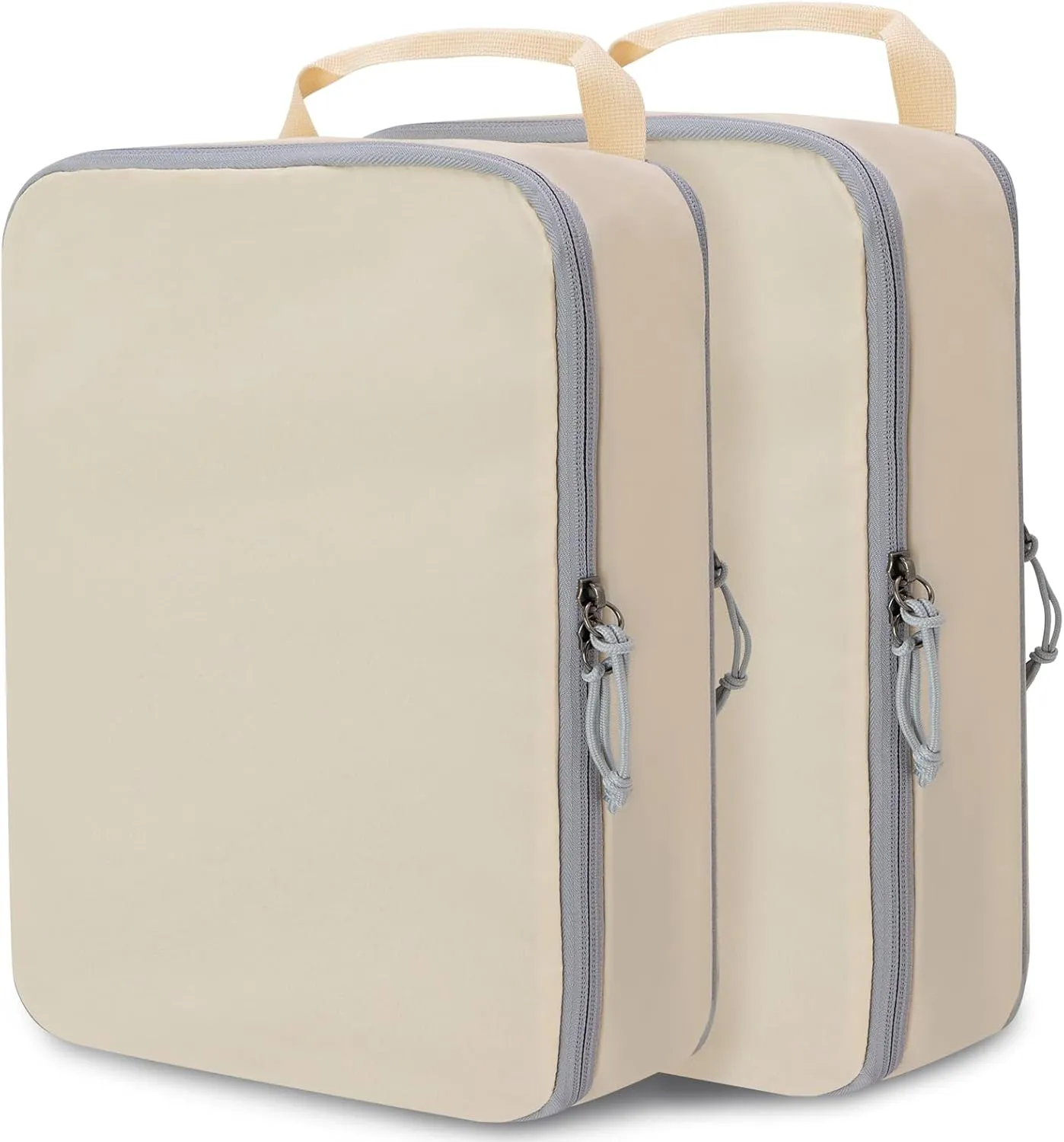 Extra Large Compression Packing Cubes for Travel, 2 Set Compression Bags Travel Cubes for Packing Suitcase Luggage Organizer, Beige